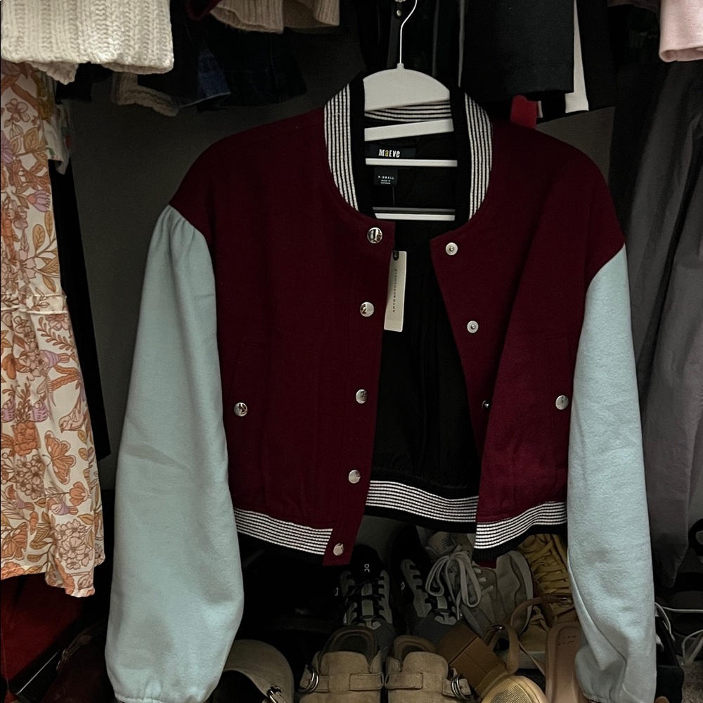 Anthropology Burgundy and Light Blue Women's Jacket